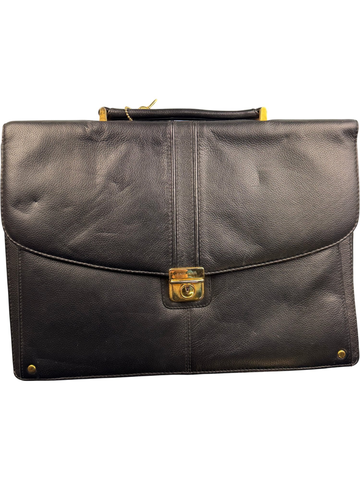 Key Briefcases Black Leather Pierre Cardin Briefcase With Key Lock – Think Vintage ltd