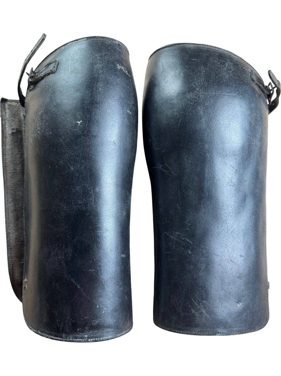 Black Leather Riding Shin Gaurds/Chaps - Think Vintage ltd