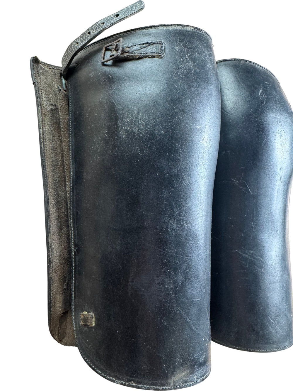 Black Leather Riding Shin Gaurds/Chaps - Think Vintage ltd