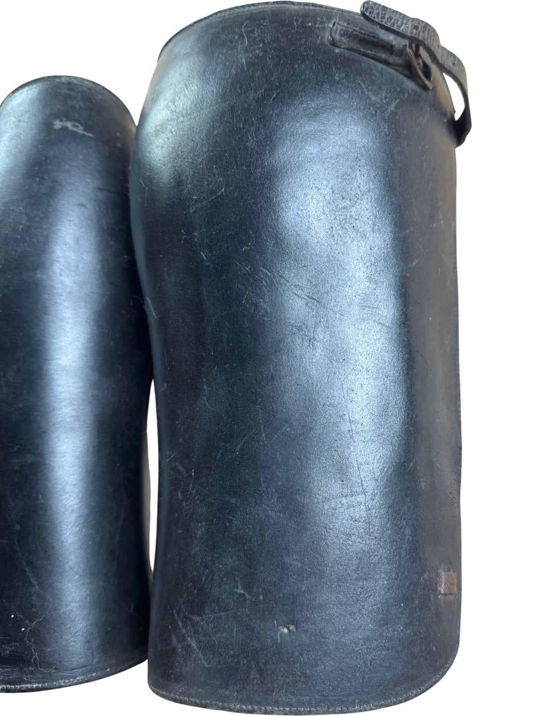 Black Leather Riding Shin Gaurds/Chaps - Think Vintage ltd