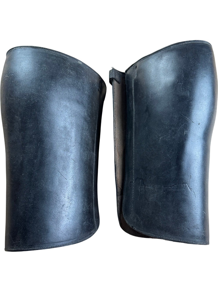 Black Leather Riding Shin Gaurds/Chaps - Think Vintage ltd