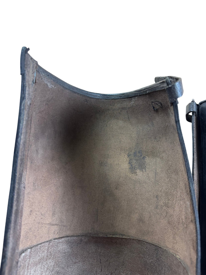Black Leather Riding Shin Gaurds/Chaps - Think Vintage ltd