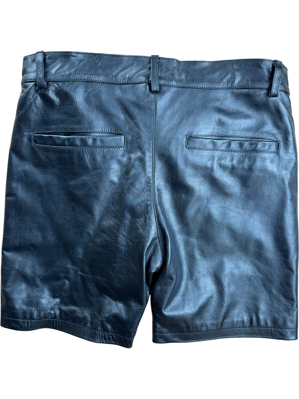 Black Leather Shorts - W35 - Think Vintage ltd
