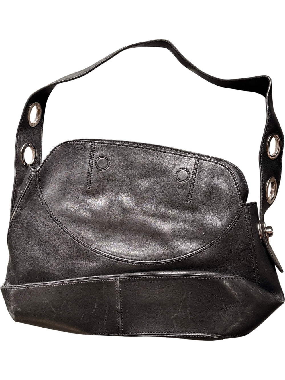 Black Leather Tods Shoulder Bag - Think Vintage ltd