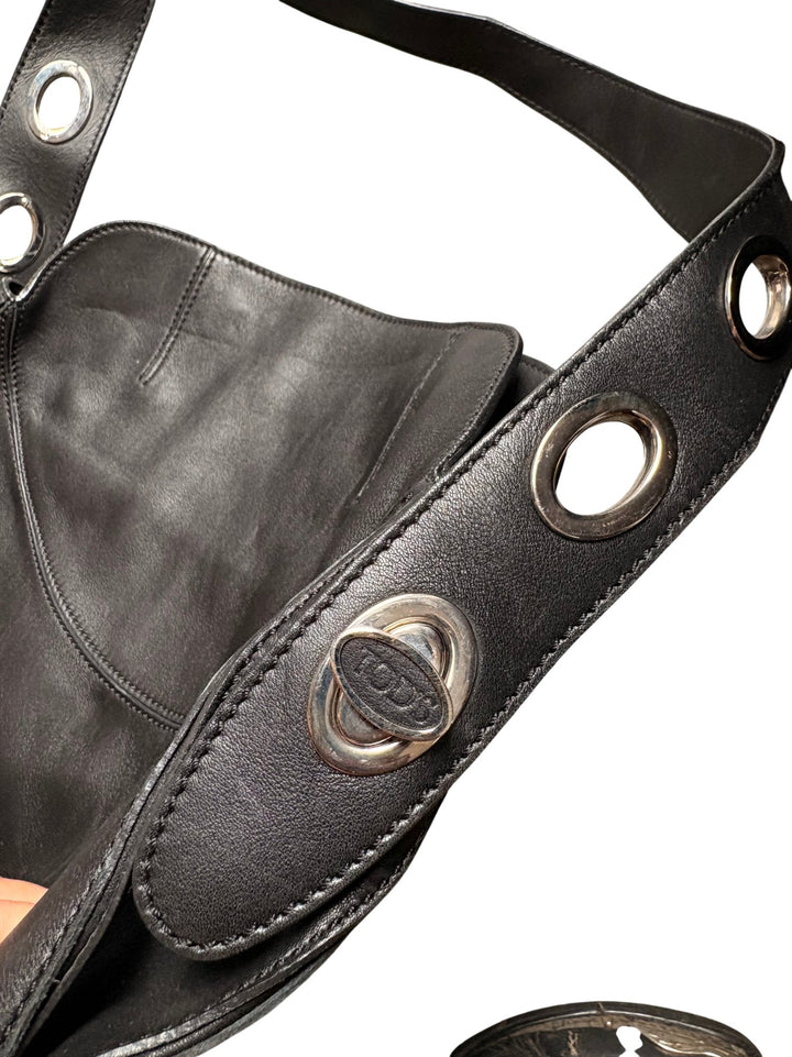 Black Leather Tods Shoulder Bag