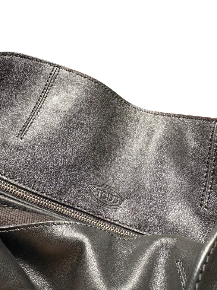 Black Leather Tods Shoulder Bag