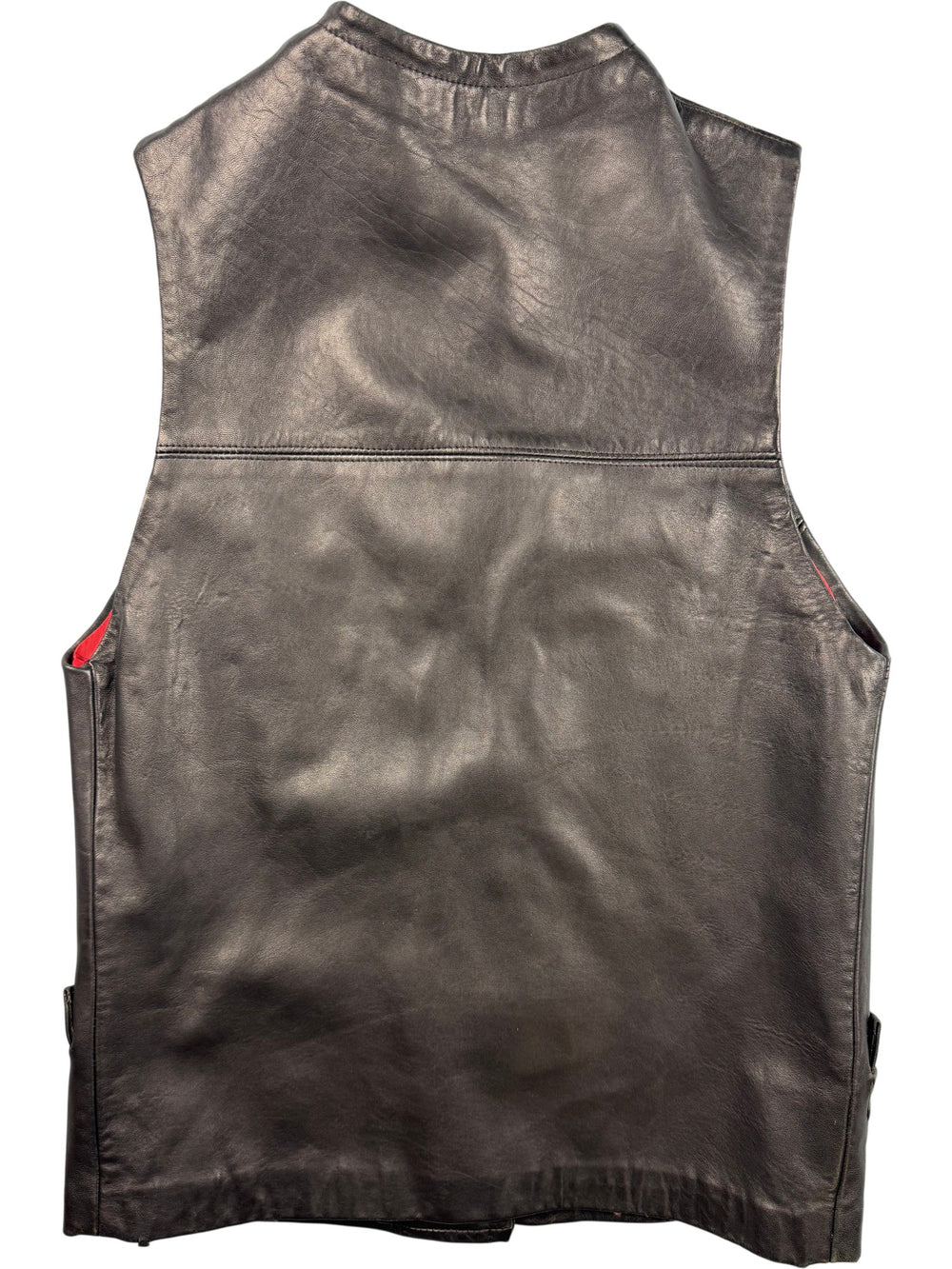 Black Leather Waistcoat - S/M - Think Vintage ltd