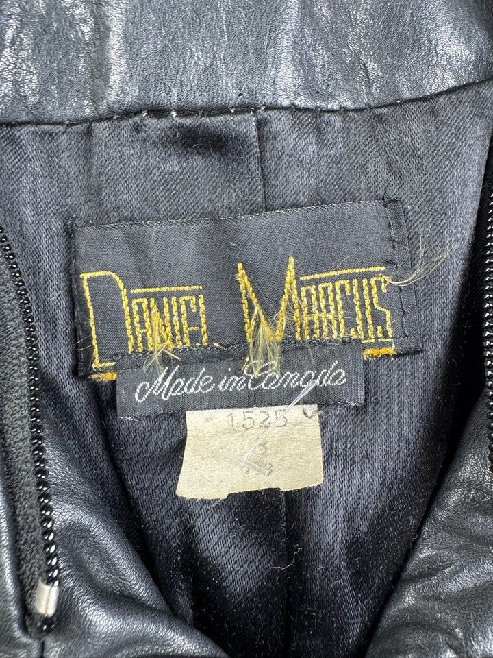 Black Leather Zip-Up Jacket - M/L