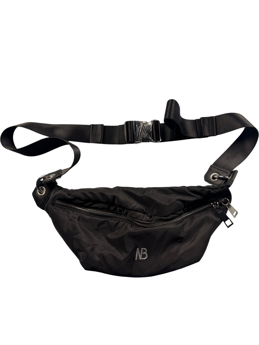 Black Nylon Fanny Pack with Zipper Closure - Think Vintage ltd