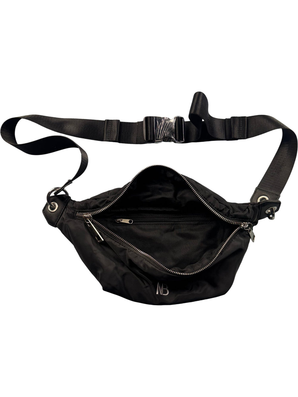 Black Nylon Fanny Pack with Zipper Closure - Think Vintage ltd