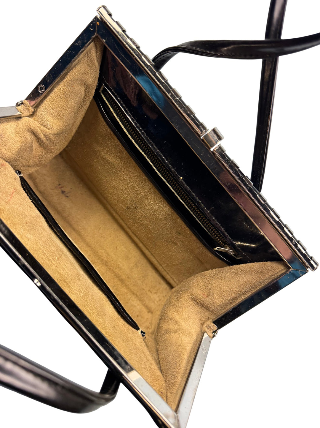 Black Patent Leather Handbag - Think Vintage ltd