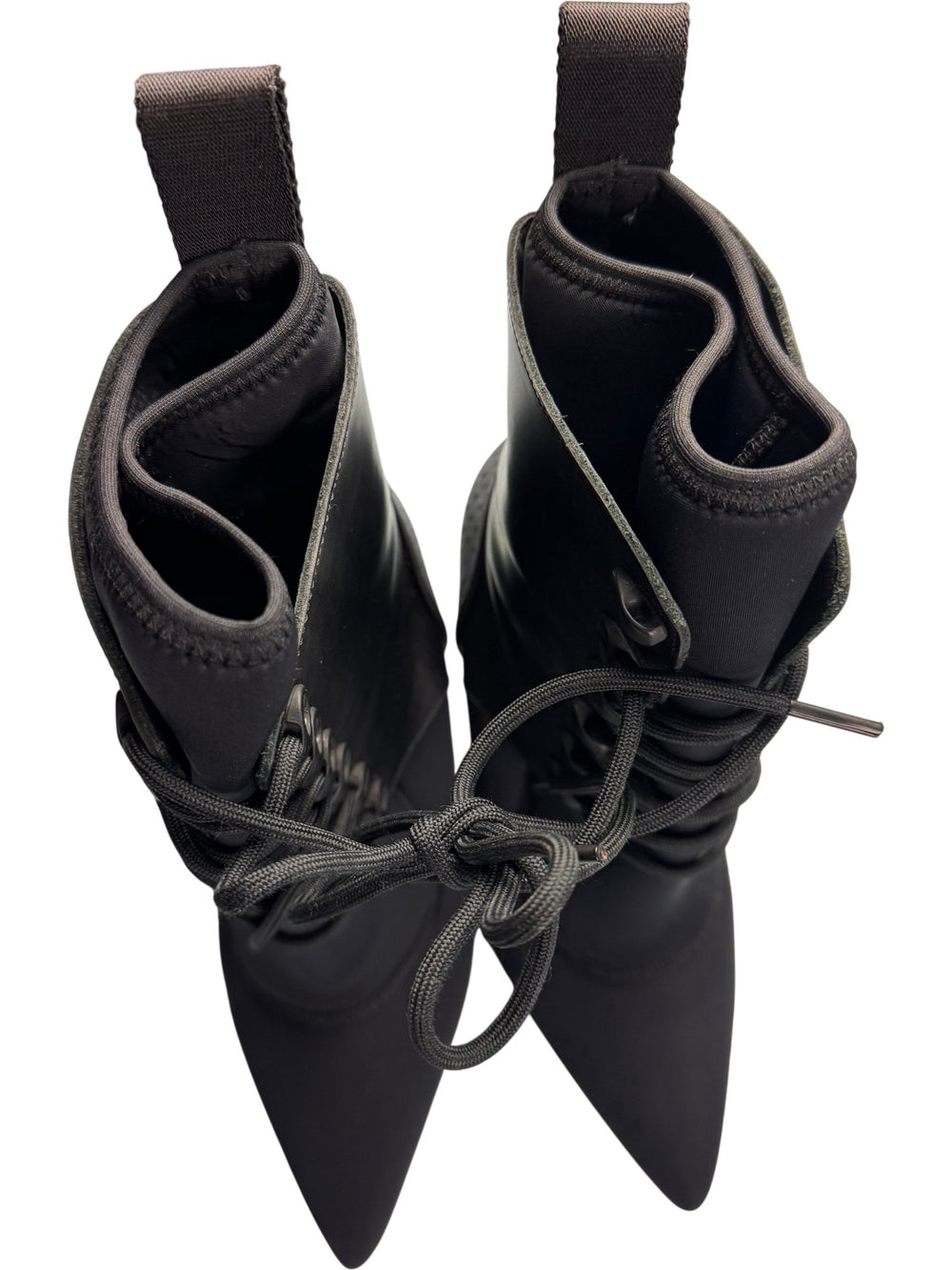 Black Pointed Toe Lace-Up Boots - 7 - Think Vintage ltd