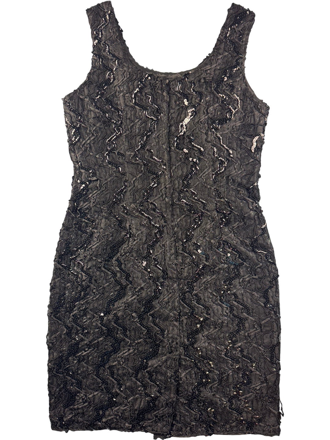 Black Sequin Sleeveless Shift Dress - S/M - Think Vintage ltd
