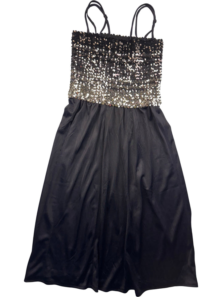 Black Sequin Spaghetti Strap Dress - S