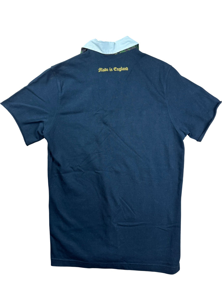 Black Short Sleeve Rugby Polo Shirt - M - Think Vintage ltd