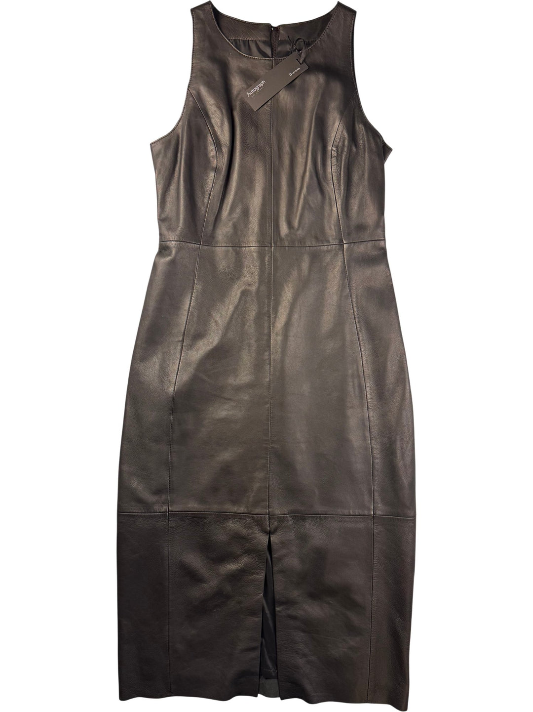 Black Sleeveless Leather Dress - S - Think Vintage ltd