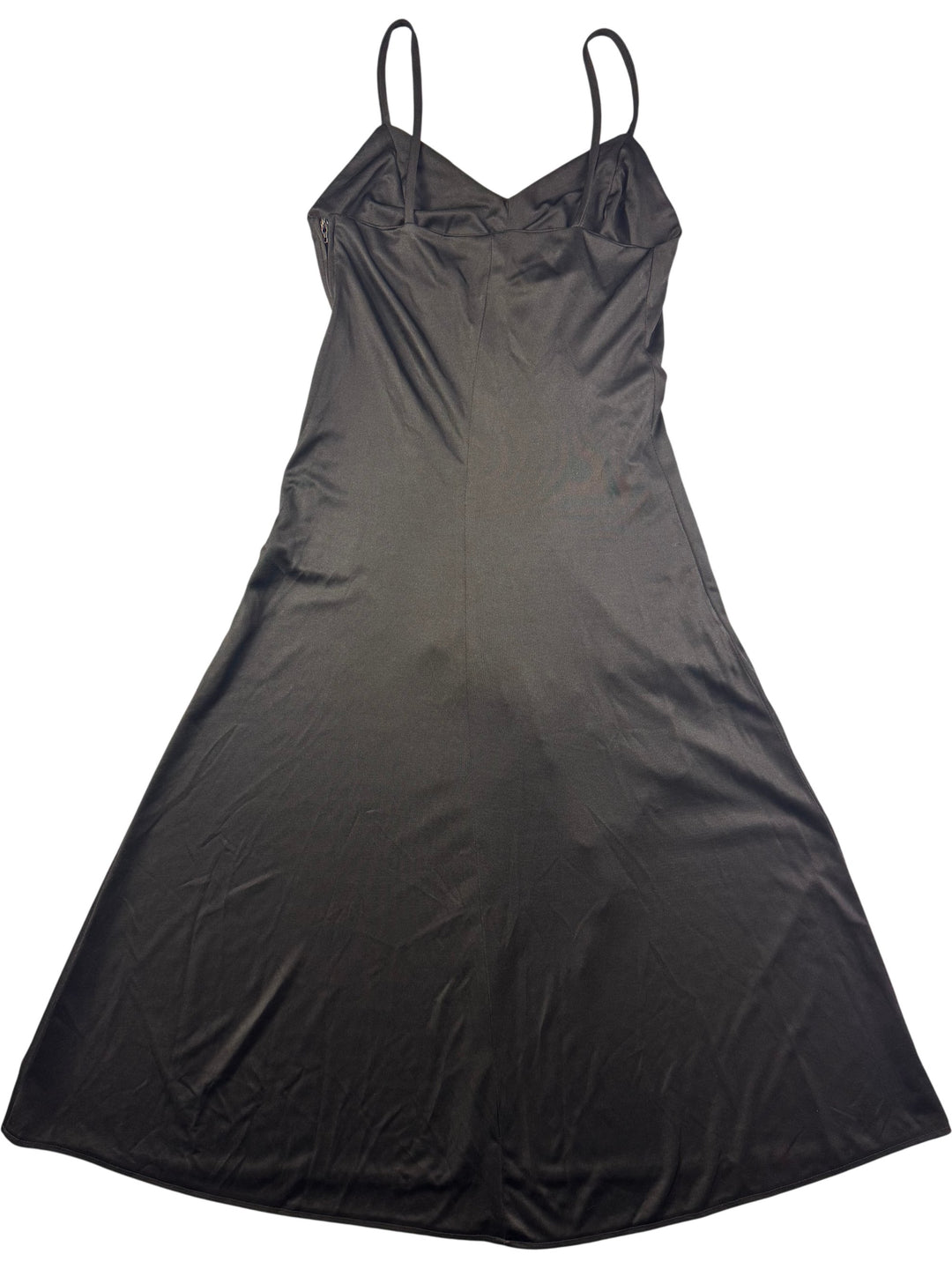 Black Slip Dress with Lace Accent - S - Think Vintage Online Ltd