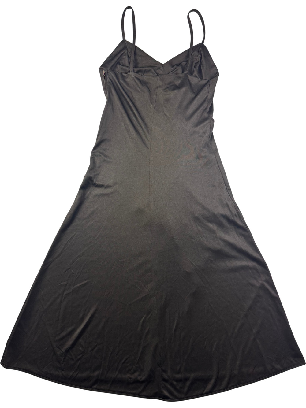 Black Slip Dress with Lace Accent - S - Think Vintage ltd