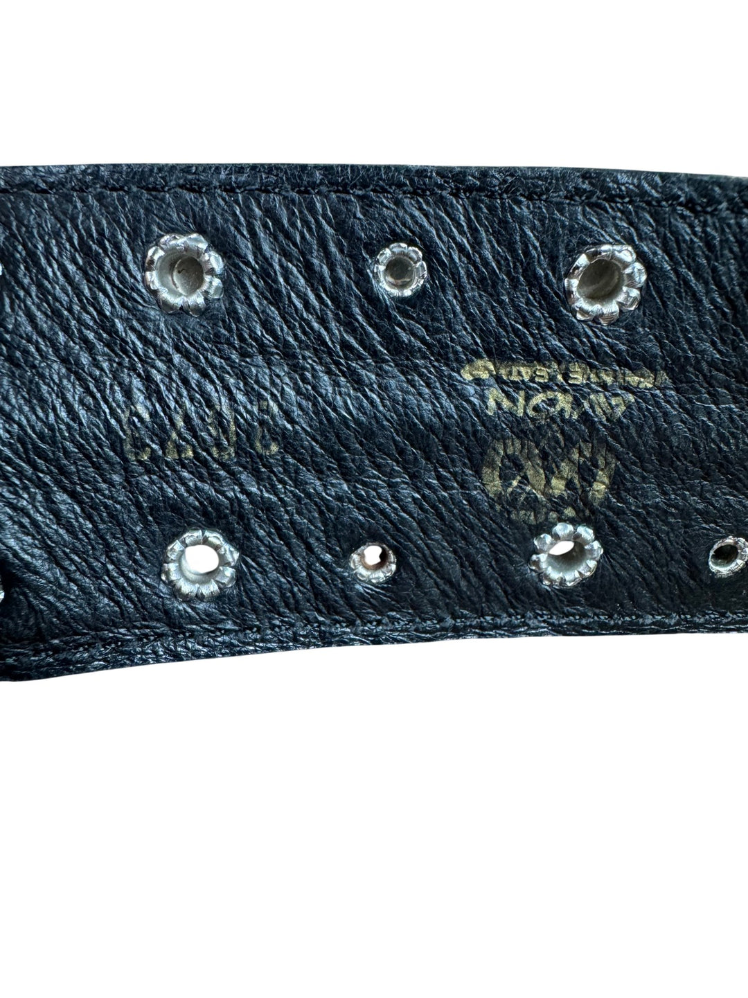 Black Studded Leather Belt - Think Vintage ltd