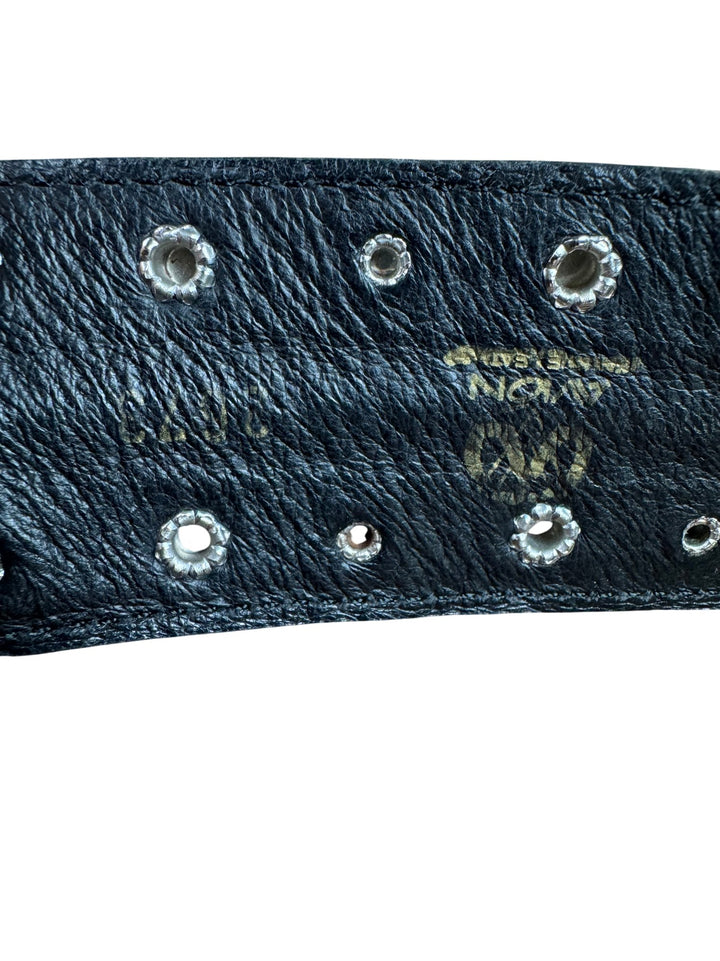 Black Studded Leather Belt - Think Vintage ltd
