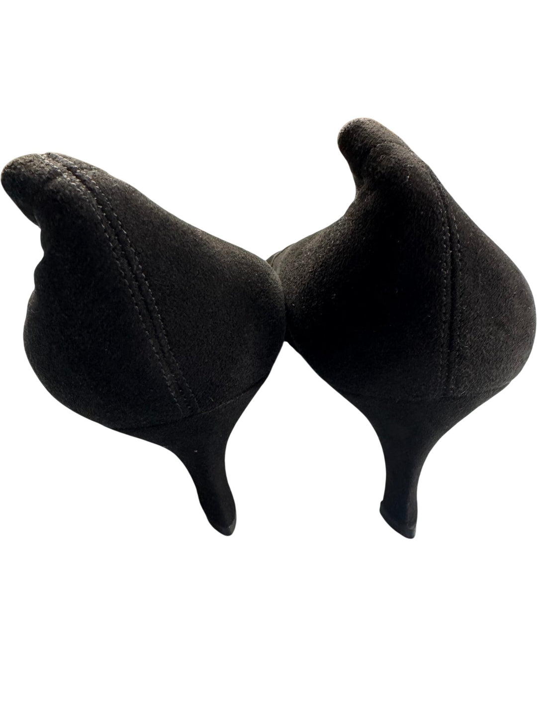 Black Suede Kitten Heel Shoes - 8 - Think Vintage ltd