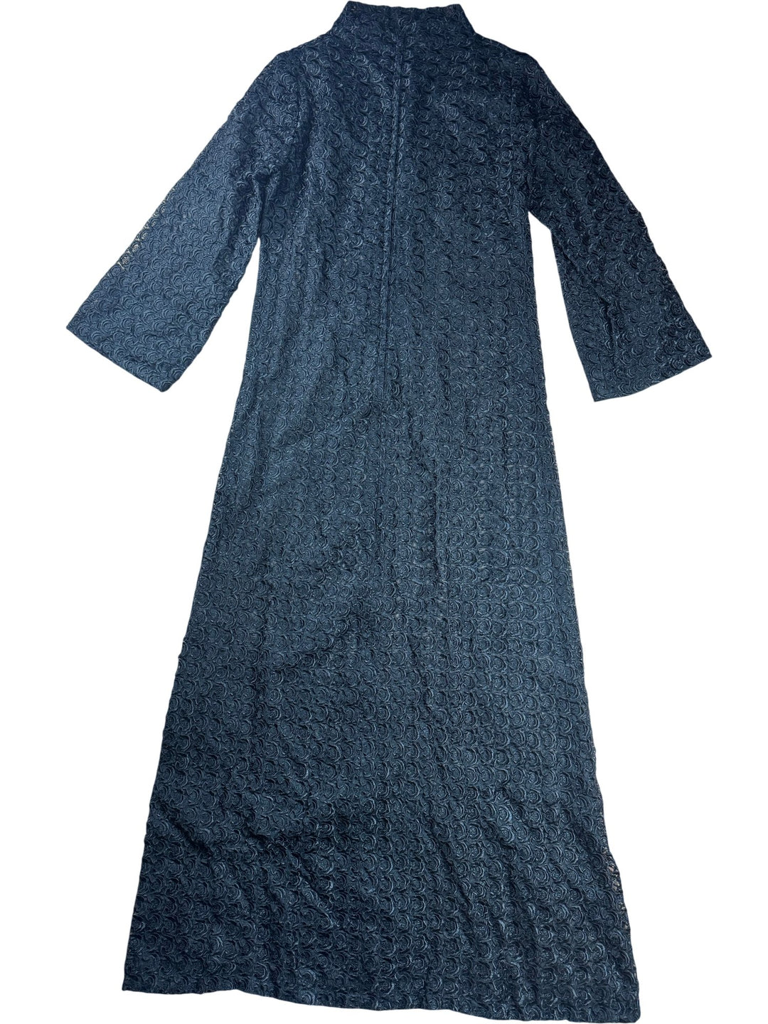 Black Textured Long Sleeve Dress - S - Think Vintage ltd