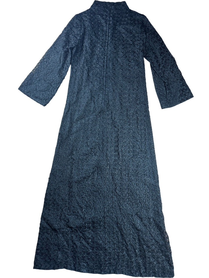 Black Textured Long Sleeve Dress - S - Think Vintage ltd