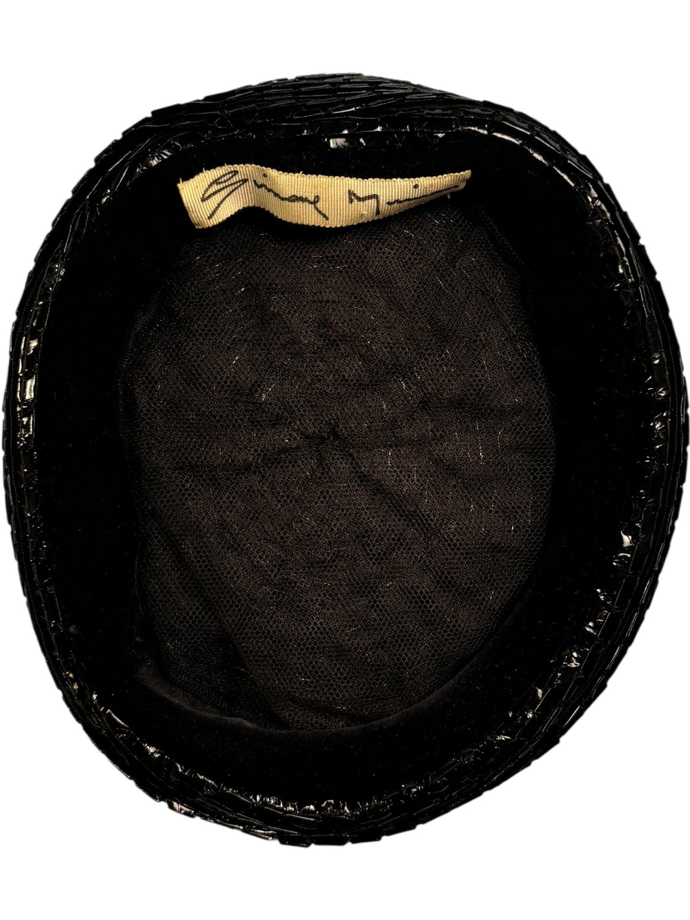 Black Textured Wide Brim Hat - Think Vintage