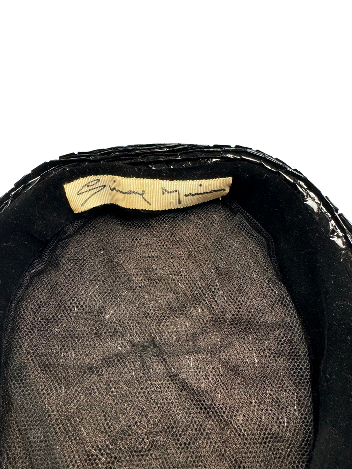 Black Textured Wide Brim Hat - Think Vintage