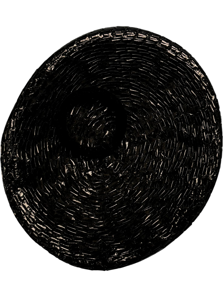 Black Textured Wide Brim Hat - Think Vintage ltd