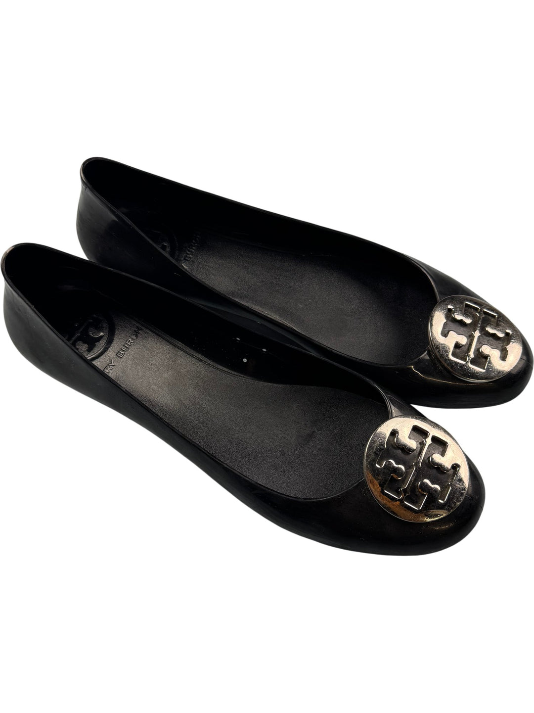 Black Tory Burch Flats with Logo Emblem -  Size 7.5 - Think Vintage ltd