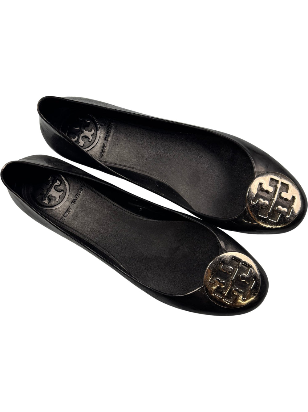 Black Tory Burch Flats with Logo Emblem -  Size 7.5 - Think Vintage ltd