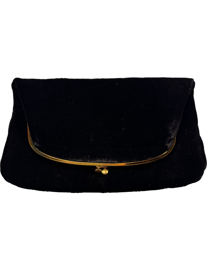 Black Velvet Evening Clutch Bag - Think Vintage Online Ltd