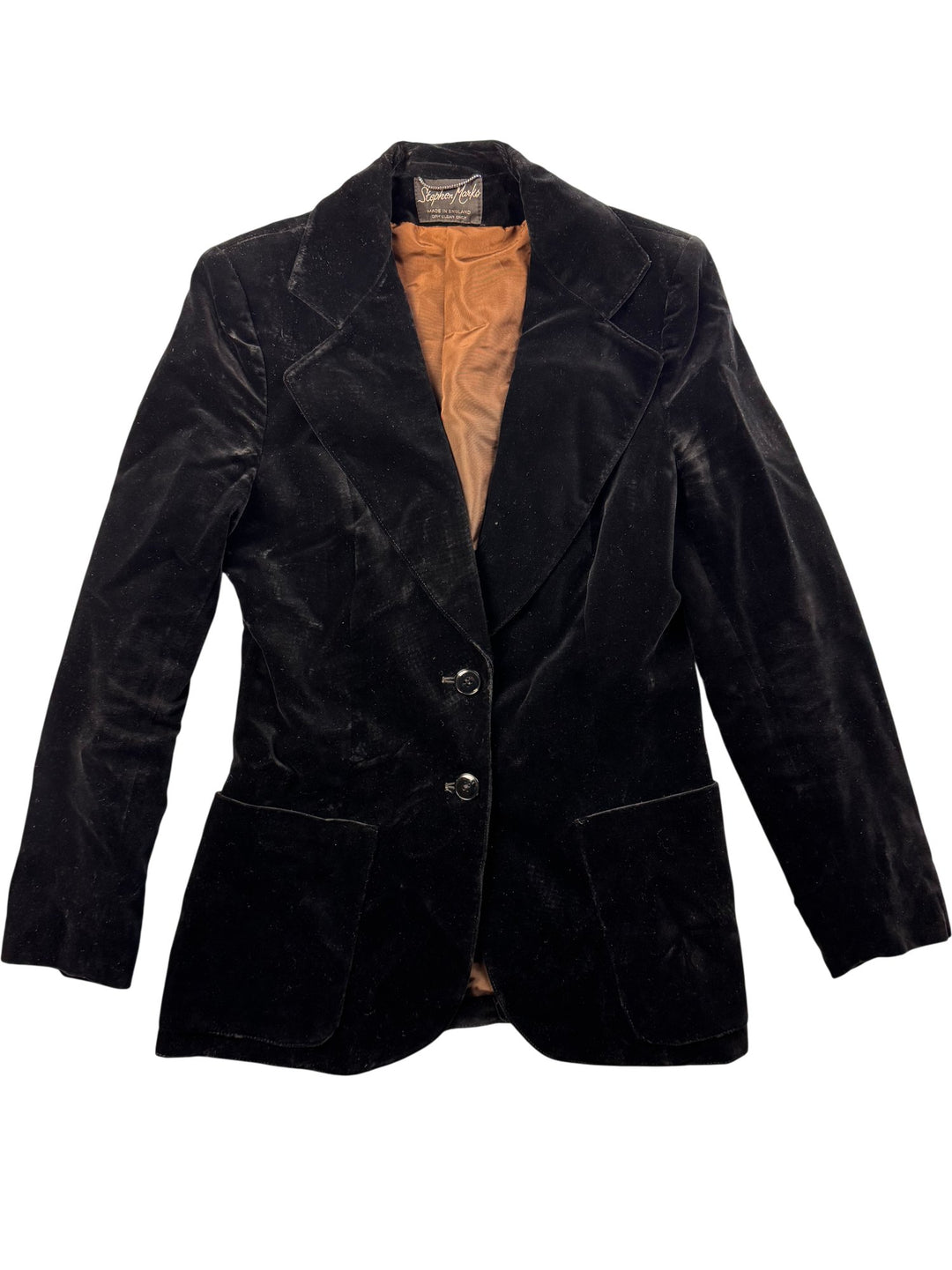 Black Velvet Suit Jacket - S - Think Vintage ltd