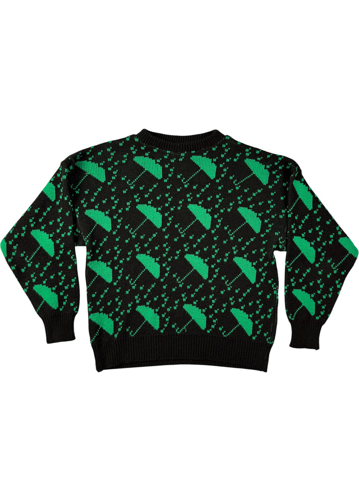 Black and Green Umbrella Pattern Sweater - Think Vintage ltd