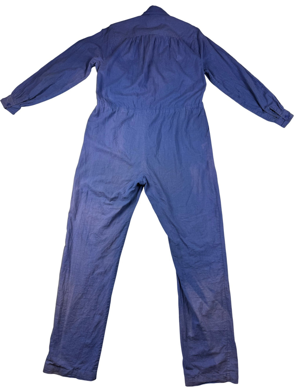 Blue Cotton Jumpsuit - W36 - Think Vintage ltd