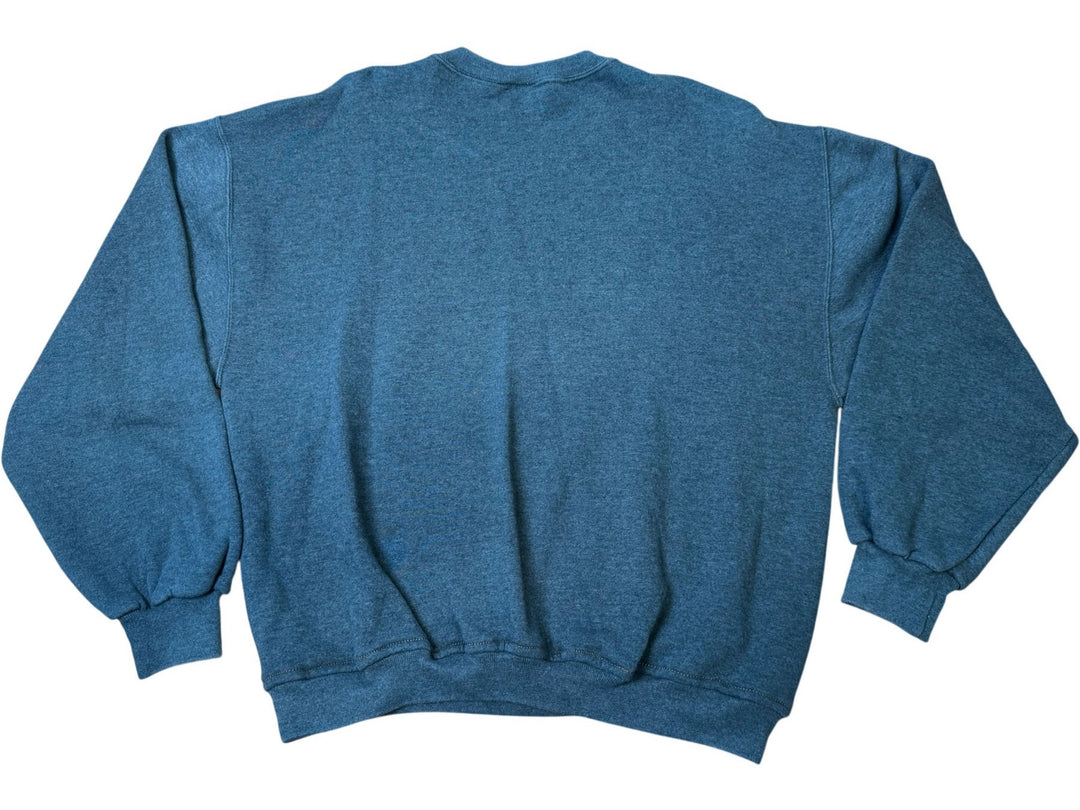 Blue Crew Neck Sweatshirt With Black Pockets- XL