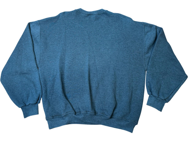 Blue Crew Neck Sweatshirt With Black Pockets- XL