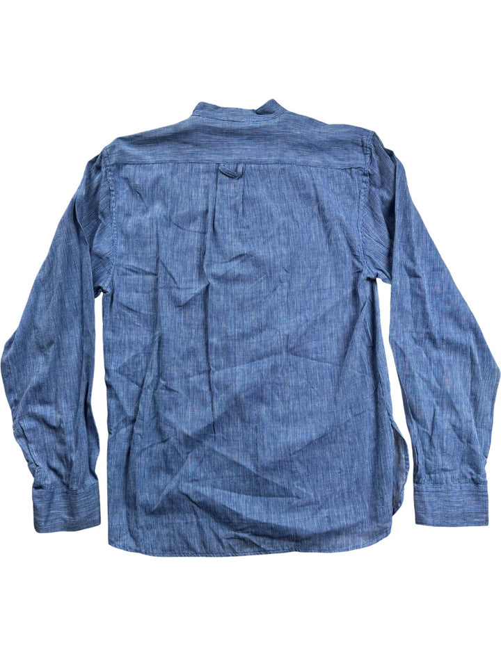 Blue Long Sleeved Cotton Shirt - S/M - Think Vintage ltd