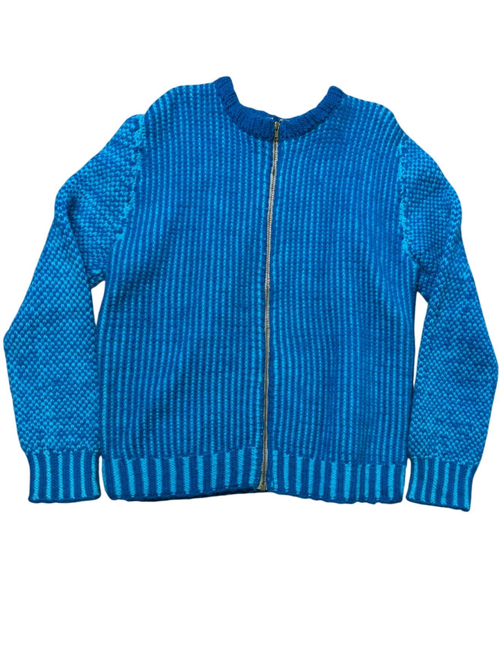 Blue Textured Knit Sweater - M
