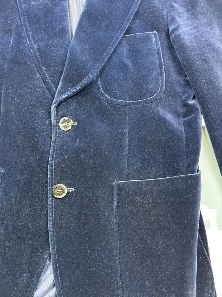 Blue velvet Jacket - S - Think Vintage