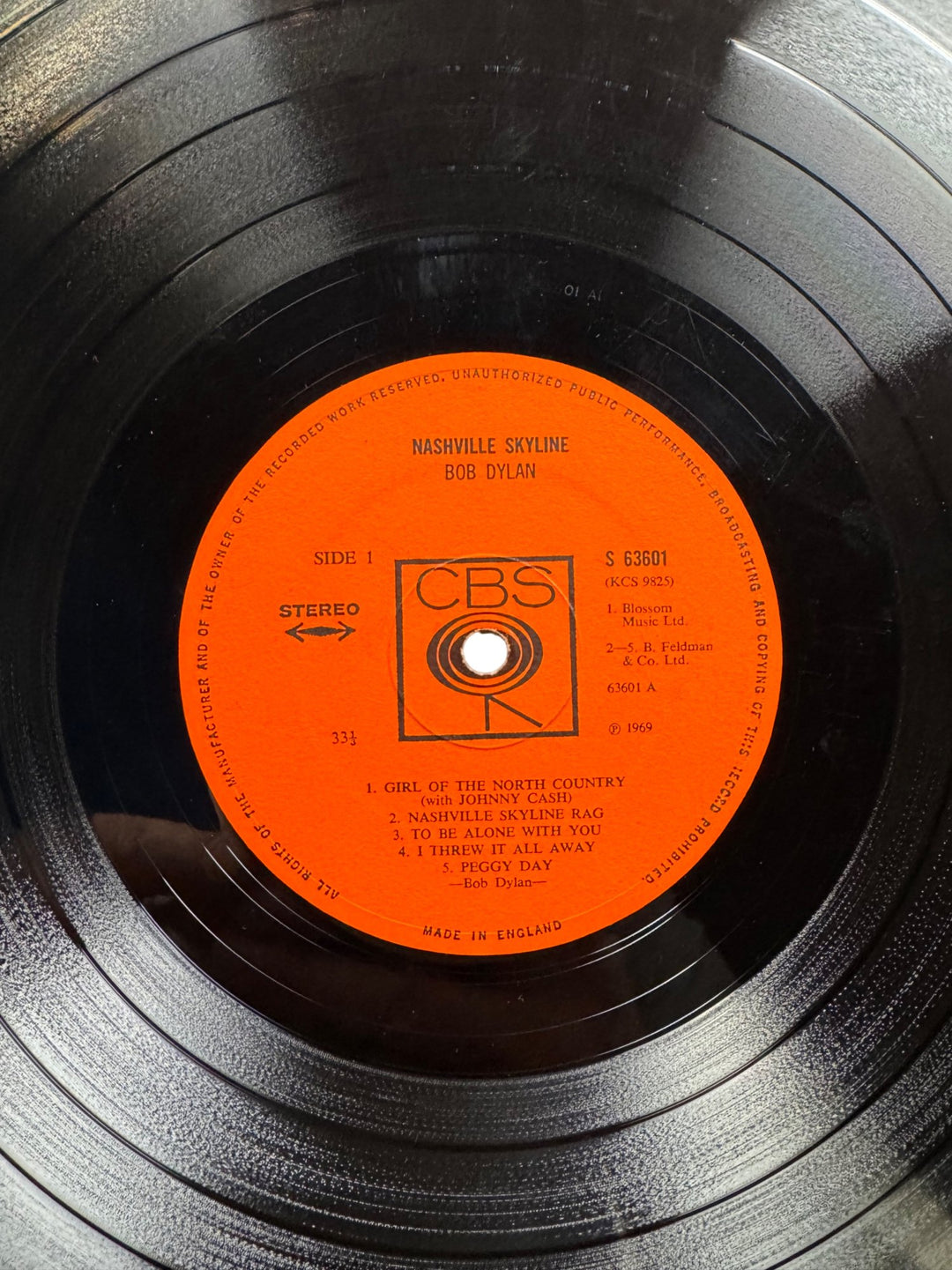 Bob Dylan Nashville Skyline Vinyl Album - Good+