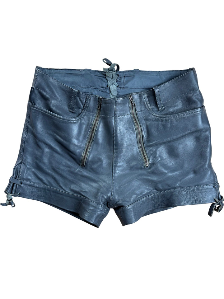 Bockle Black Leather Shorts - W35 - Think Vintage ltd