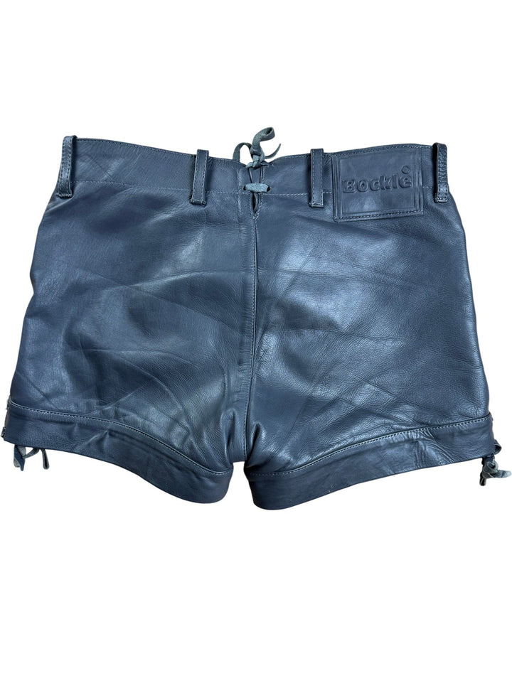Bockle Black Leather Shorts - W35 - Think Vintage ltd