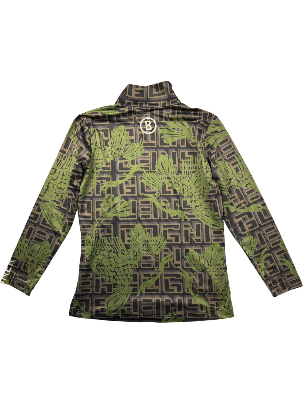 Bogner High Neck Geometric Pattern Long Sleeve Top - S/M - Think Vintage ltd