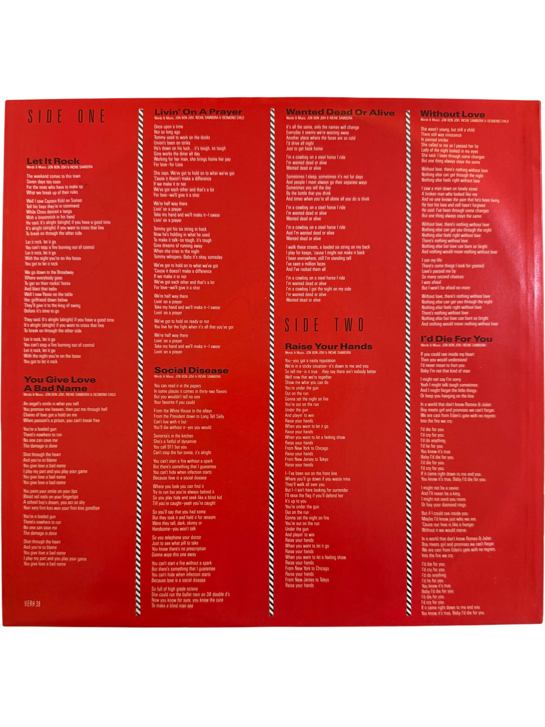 Bon Jovi Slippery When Wet Vinyl