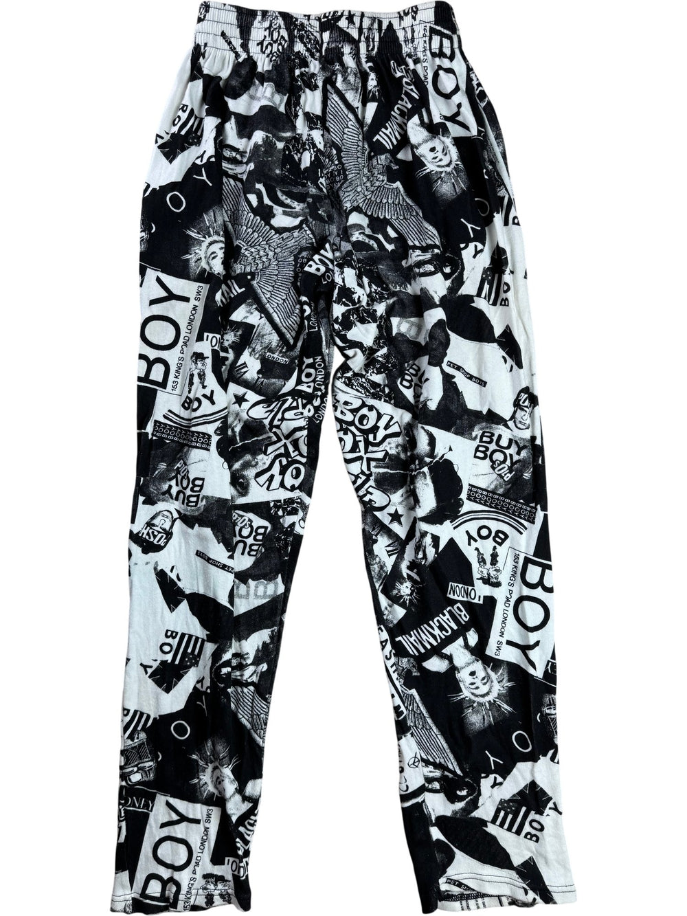 Boy London Black and White Graphic Print Trousers - W24-30 - Think Vintage ltd
