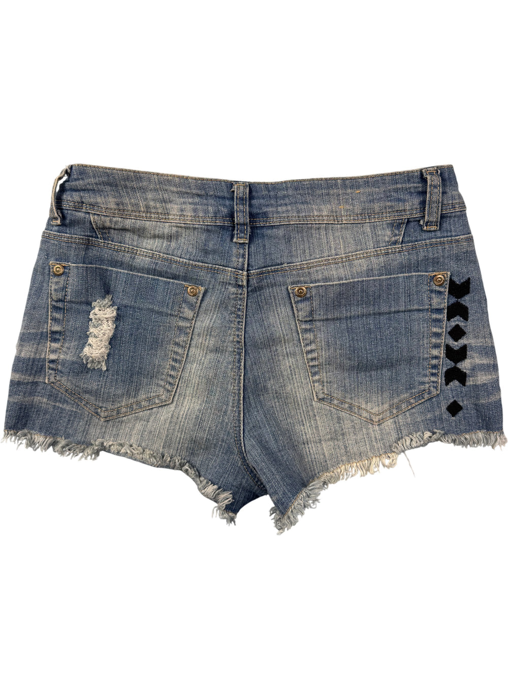 Brave Soul Aztec Pattern Denim Shorts - S - Think Vintage Online Ltd