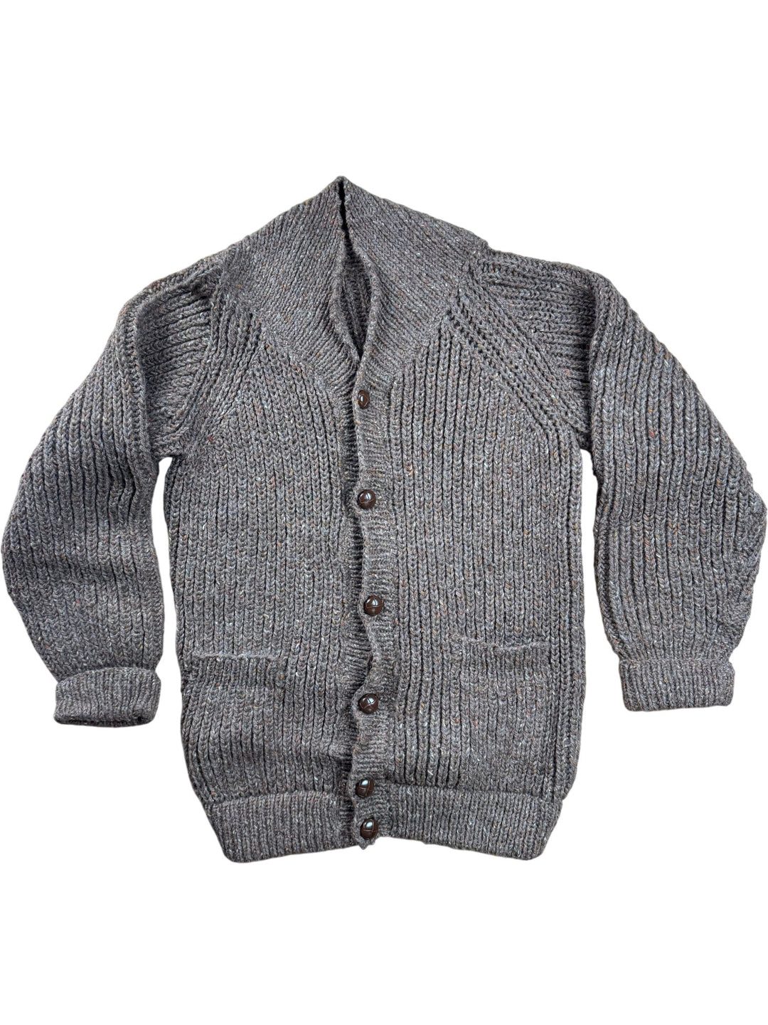 Brown Button-Up Knit Cardigan - L/XL - Think Vintage ltd