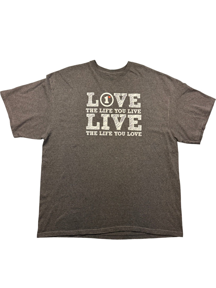 Brown Graphic T-Shirt With Live Love Print - XL